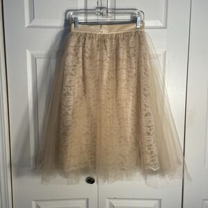 Alexandra Grecco Silk Aurelie Skirt Women 4 Peach Lace Tulle Fairycore Whimsical